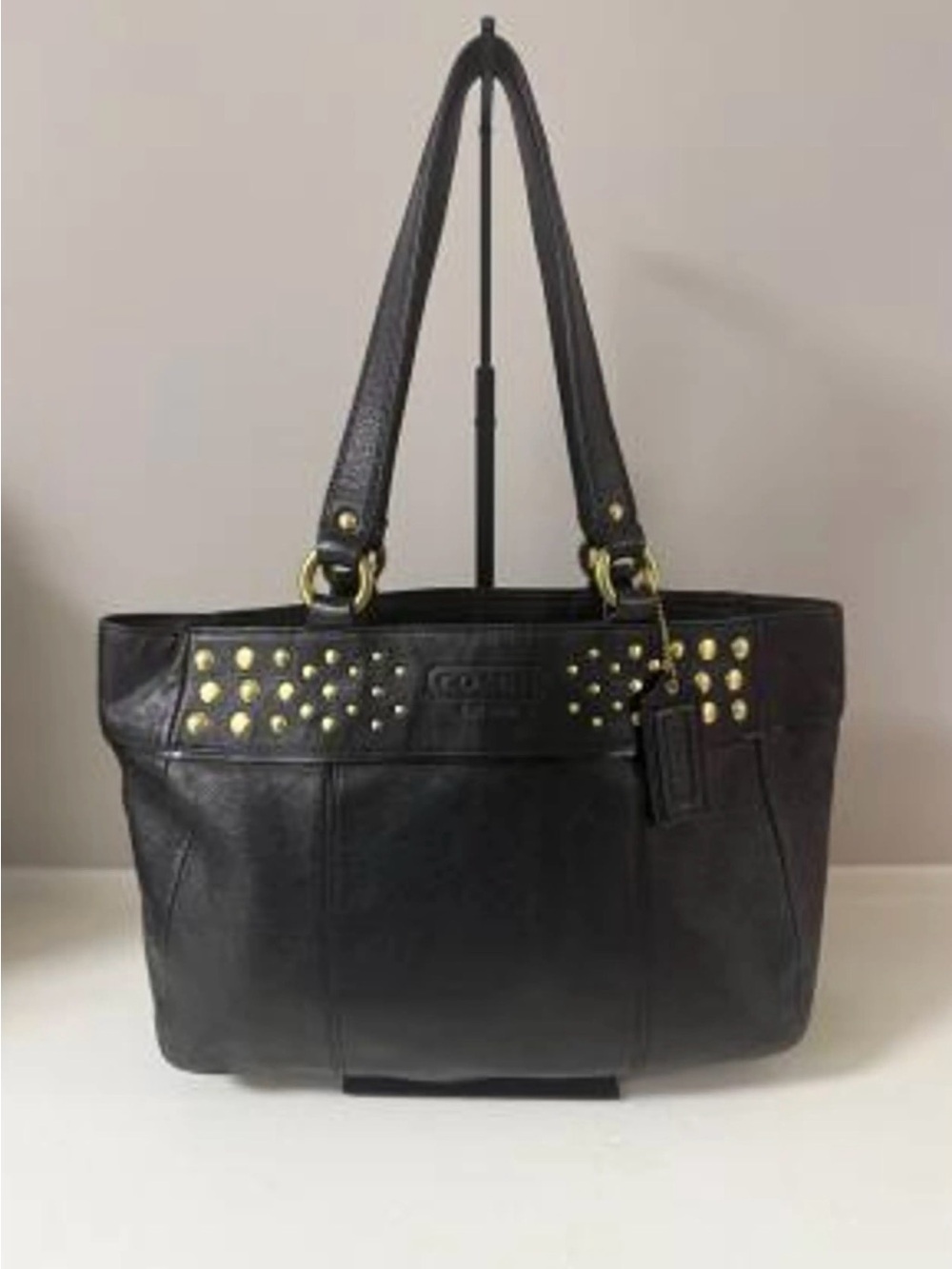 Coach EUC VTG Y2K East West Studded Shoulder Tote Bag Original Hang Tag F15235